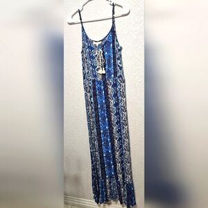 Blue Patterned Maxi Dress